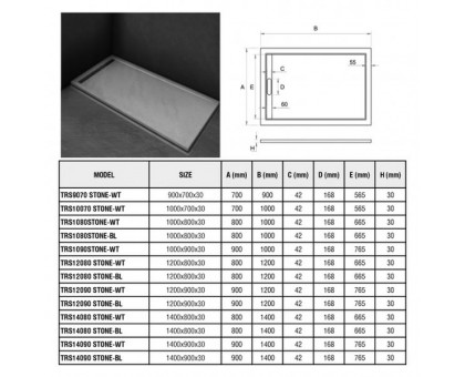 Душевой поддон WeltWasser WW TRS 10080 STONE-WT 100х80 см белый с сифоном