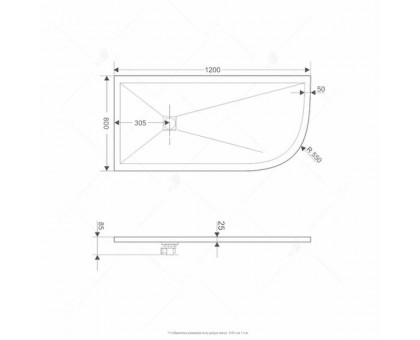 Душевой поддон RGW ST/AL-G 90x120 см, асимметричный, графит