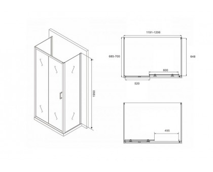 Душевой уголок ABBER Schwarzer Diamant AG30120B-S70B-S70B